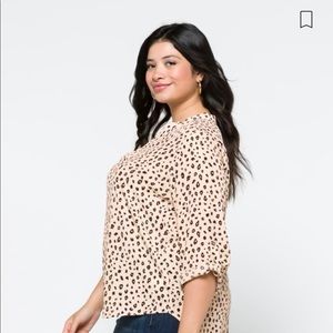 Split neck 3/4 sleeve Blouse